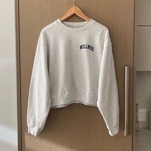Sporty & Rich ivy cropped crew sweatshirt heather grey